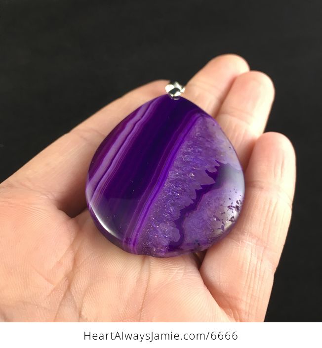 Purple Druzy Agate Stone Jewelry Pendant - #ugY5OaZlHWk-2