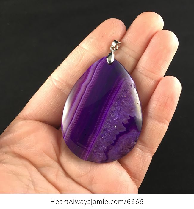 Purple Druzy Agate Stone Jewelry Pendant - #ugY5OaZlHWk-1
