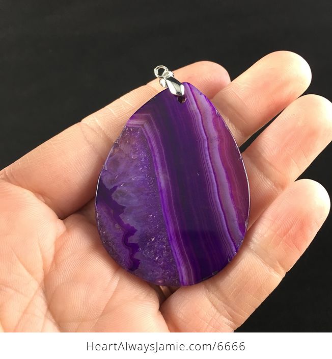 Purple Druzy Agate Stone Jewelry Pendant - #ugY5OaZlHWk-6