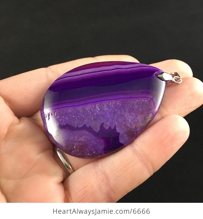 Purple Druzy Agate Stone Jewelry Pendant - #ugY5OaZlHWk-3