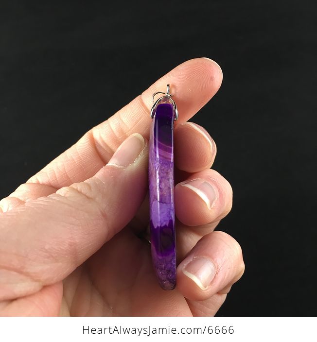 Purple Druzy Agate Stone Jewelry Pendant - #ugY5OaZlHWk-5