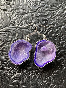 Purple Druzy Geode Agate Crystal Stone Jewelry Earrings #xFPD4CHtwB4