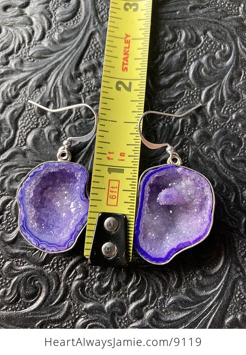 Purple Druzy Geode Agate Crystal Stone Jewelry Earrings - #xFPD4CHtwB4-5
