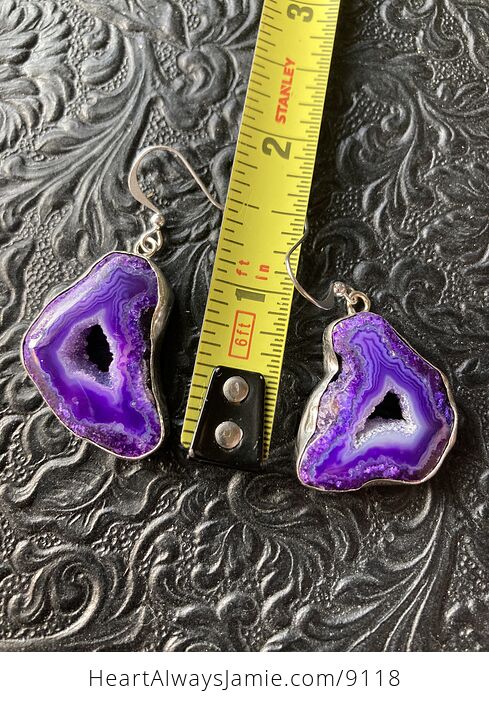 Purple Druzy Geode Agate Slice Crystal Stone Jewelry Earrings - #Cpjv4rZlbeQ-4