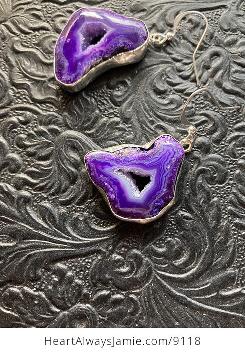 Purple Druzy Geode Agate Slice Crystal Stone Jewelry Earrings - #Cpjv4rZlbeQ-5