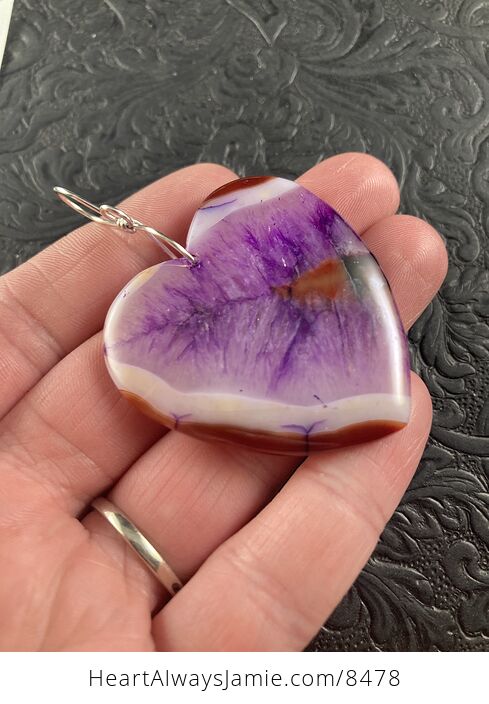 Purple Druzy Heart Shaped Stone Jewelry Pendant Crystal Ornament - #jiOAdBs7iWA-4