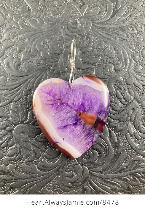 Purple Druzy Heart Shaped Stone Jewelry Pendant Crystal Ornament - #jiOAdBs7iWA-1