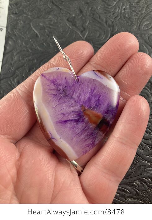 Purple Druzy Heart Shaped Stone Jewelry Pendant Crystal Ornament - #jiOAdBs7iWA-2