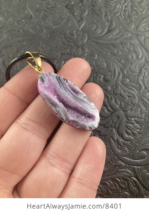 Purple Druzy Stone Jewelry Pendant Necklace - #0K9cPmPwzz8-3