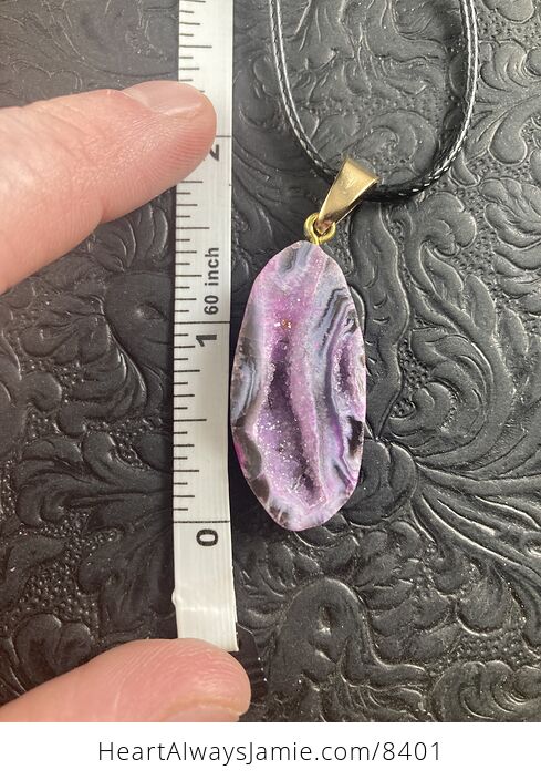Purple Druzy Stone Jewelry Pendant Necklace - #0K9cPmPwzz8-4