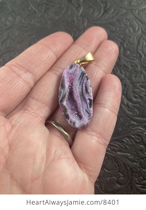 Purple Druzy Stone Jewelry Pendant Necklace - #0K9cPmPwzz8-7