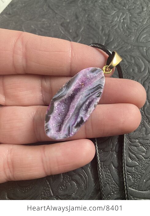 Purple Druzy Stone Jewelry Pendant Necklace - #0K9cPmPwzz8-2
