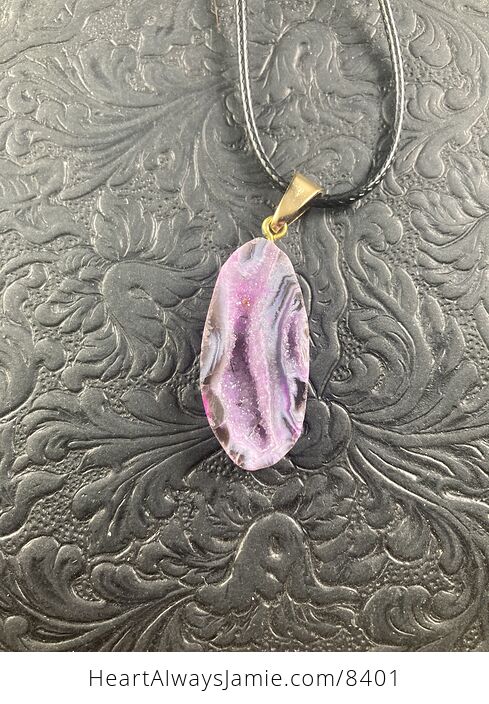 Purple Druzy Stone Jewelry Pendant Necklace - #0K9cPmPwzz8-5