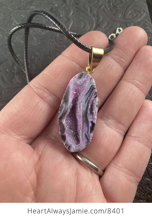 Purple Druzy Stone Jewelry Pendant Necklace - #0K9cPmPwzz8-1