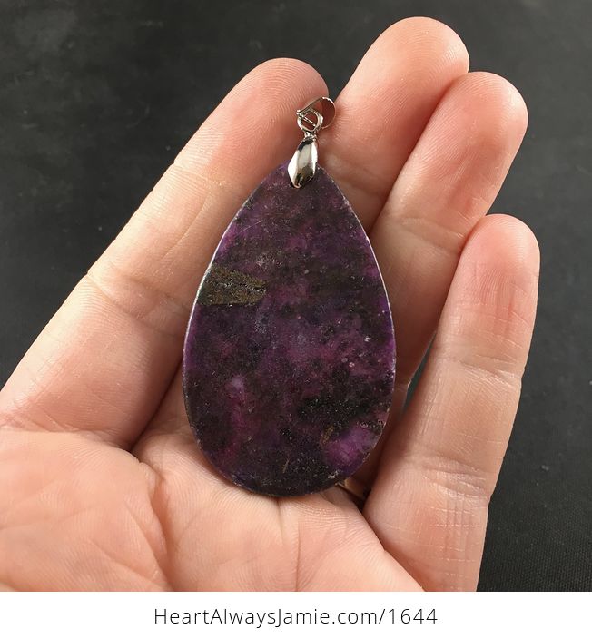 Purple Galaxy like Lepidolite Stone Pendant Necklace - #eNZmLKbh5gk-2