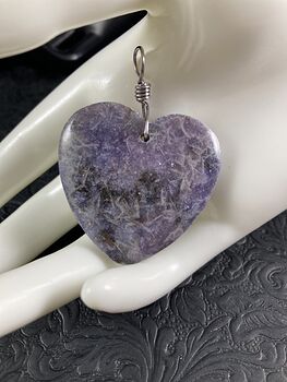 Purple Heart Shaped Lepidolite Stone Jewelry Pendant #ye1zCHntf7Y
