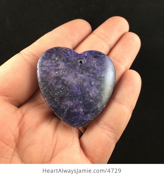 Purple Heart Shaped Lepidolite Stone Jewelry Pendant - #5X0qTwtdAC0-2