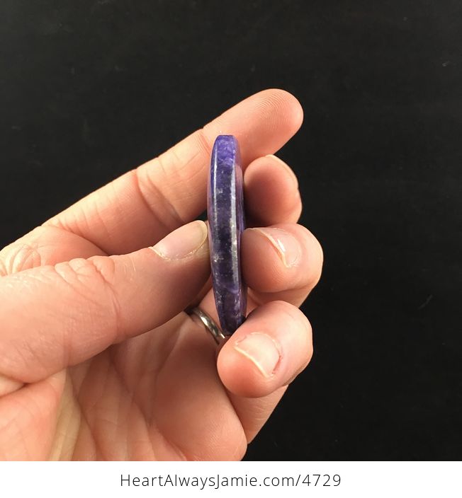 Purple Heart Shaped Lepidolite Stone Jewelry Pendant - #5X0qTwtdAC0-4