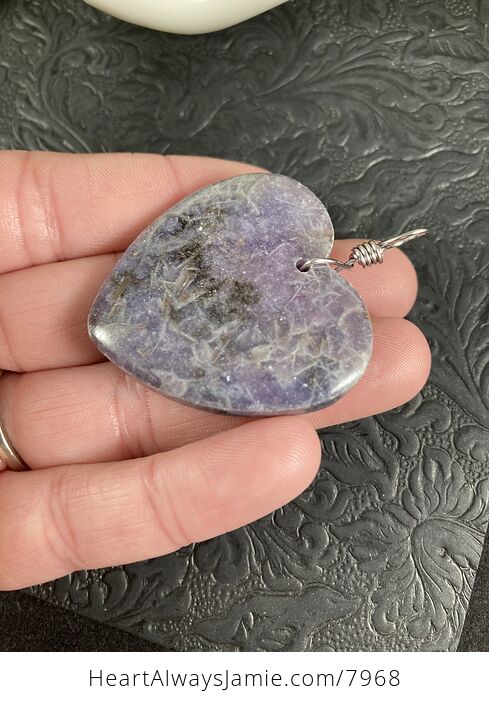 Purple Heart Shaped Lepidolite Stone Jewelry Pendant - #ye1zCHntf7Y-3