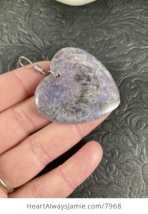 Purple Heart Shaped Lepidolite Stone Jewelry Pendant - #ye1zCHntf7Y-4