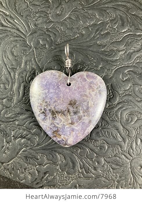 Purple Heart Shaped Lepidolite Stone Jewelry Pendant - #ye1zCHntf7Y-5