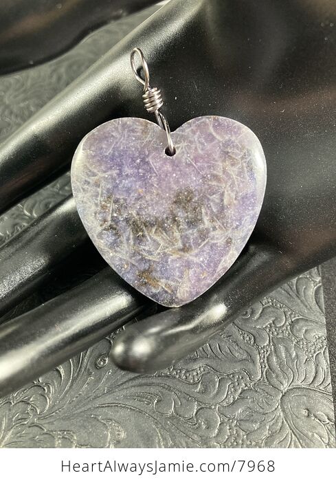 Purple Heart Shaped Lepidolite Stone Jewelry Pendant - #ye1zCHntf7Y-7