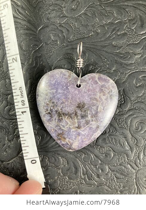 Purple Heart Shaped Lepidolite Stone Jewelry Pendant - #ye1zCHntf7Y-6