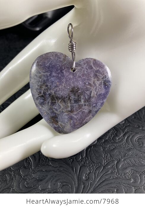 Purple Heart Shaped Lepidolite Stone Jewelry Pendant - #ye1zCHntf7Y-1