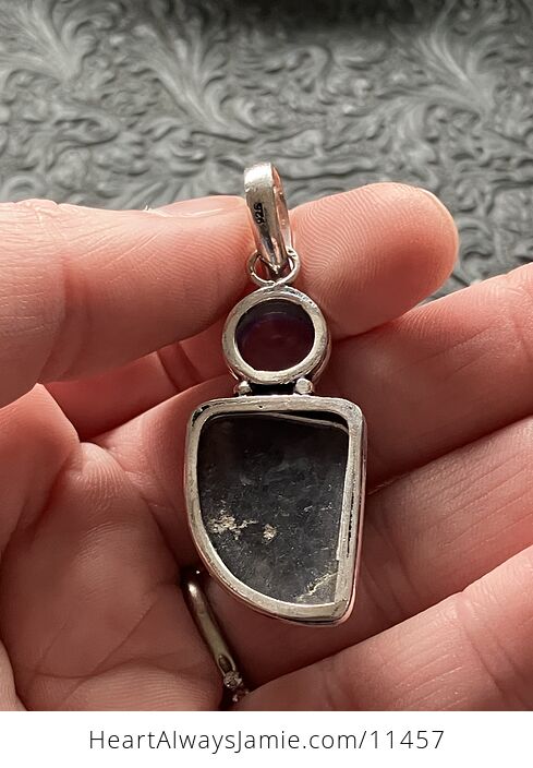 Purple Iolite and Amethyst Crystal Stone Jewelry Pendant - #Yg3iTObkKoo-5
