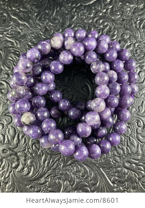 Purple Lepidolite 8mm Natural Gemstone Jewelry Bracelet - #h0spdIXP2C8-2