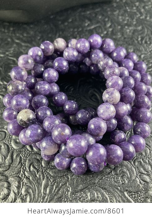 Purple Lepidolite 8mm Natural Gemstone Jewelry Bracelet - #h0spdIXP2C8-3