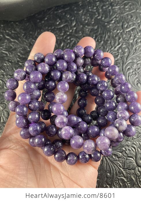 Purple Lepidolite 8mm Natural Gemstone Jewelry Bracelet - #h0spdIXP2C8-4