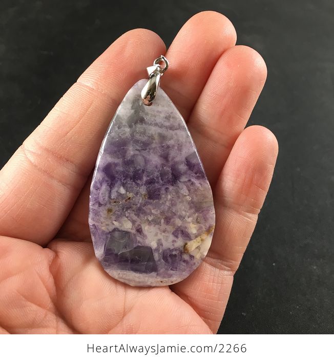 Purple Lilac Lavender Jasper Jasper Stone Pendant Necklace - #afn2QEIL5yc-2