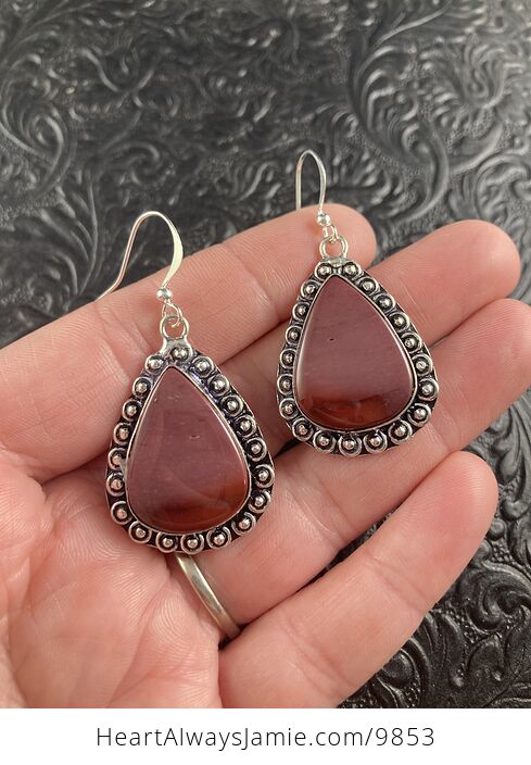 Purple Mookaite Crystal Stone Jewelry Earrings - #FqtIypBQVdE-2