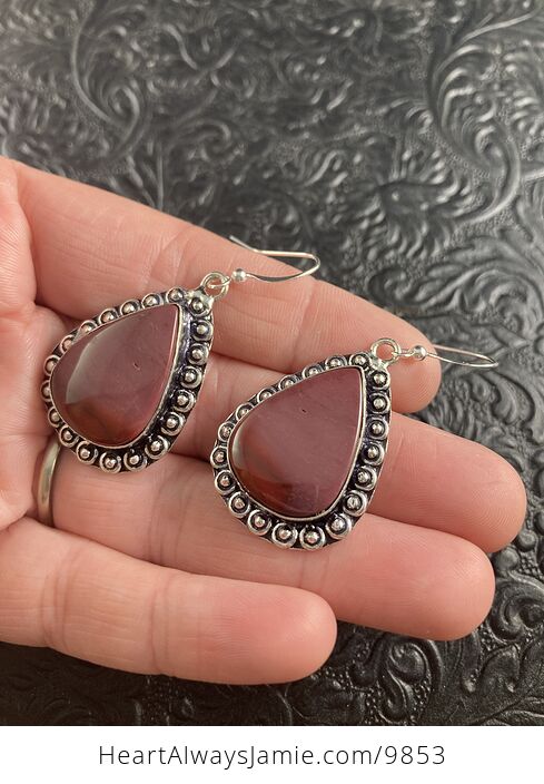 Purple Mookaite Crystal Stone Jewelry Earrings - #FqtIypBQVdE-4