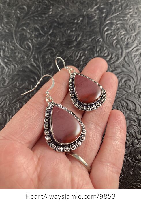 Purple Mookaite Crystal Stone Jewelry Earrings - #FqtIypBQVdE-3