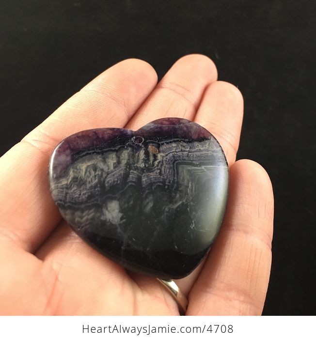 Purple Natural Amethyst Heart Shaped Stone Jewelry Pendant - #gmZaDK3kwWc-3