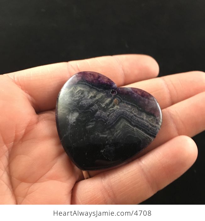 Purple Natural Amethyst Heart Shaped Stone Jewelry Pendant - #gmZaDK3kwWc-4