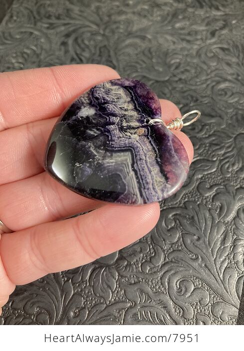 Purple Natural Amethyst Heart Shaped Stone Jewelry Pendant - #li3REqCe8bM-4