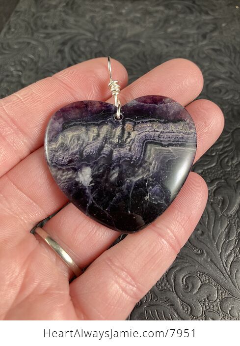 Purple Natural Amethyst Heart Shaped Stone Jewelry Pendant - #li3REqCe8bM-6