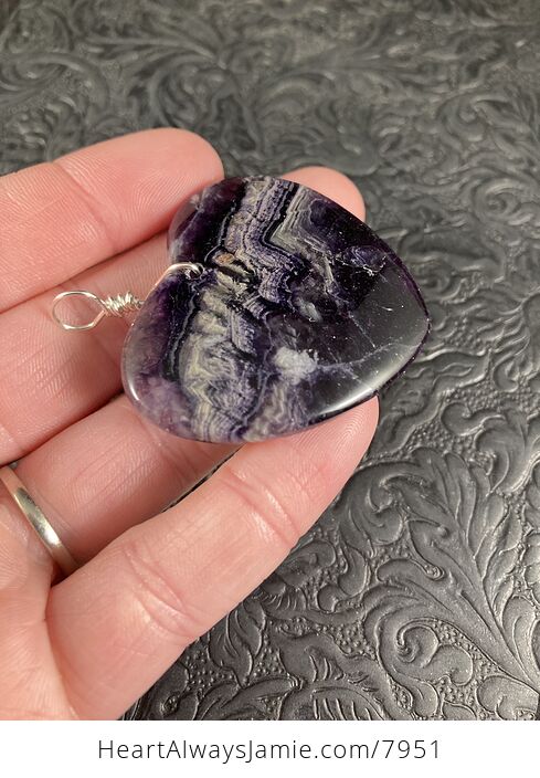 Purple Natural Amethyst Heart Shaped Stone Jewelry Pendant - #li3REqCe8bM-5