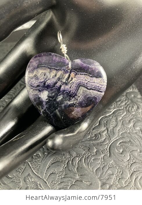 Purple Natural Amethyst Heart Shaped Stone Jewelry Pendant - #li3REqCe8bM-1