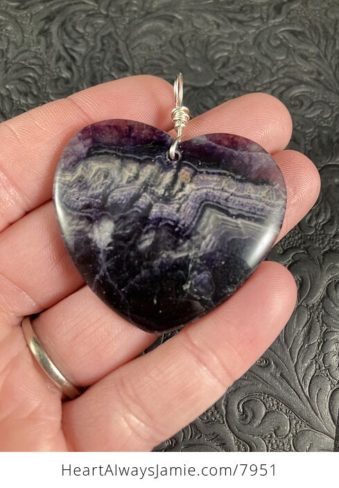 Purple Natural Amethyst Heart Shaped Stone Jewelry Pendant - #li3REqCe8bM-3