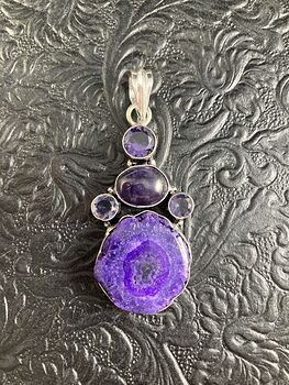 Purple Solar Quartz and Amethyst Stone Crystal Jewelry Pendant #T8tLyX4pUiI