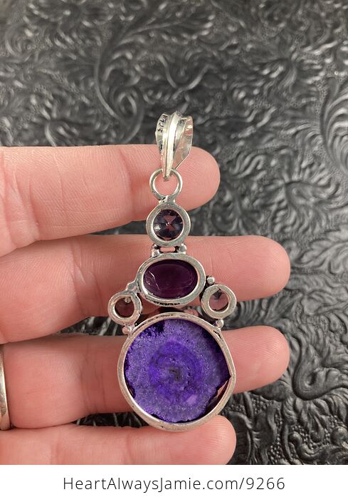 Purple Solar Quartz and Amethyst Stone Crystal Jewelry Pendant - #T8tLyX4pUiI-6
