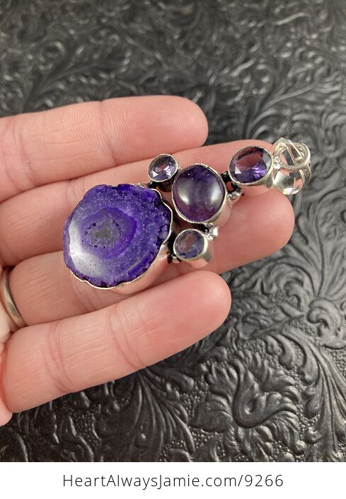 Purple Solar Quartz and Amethyst Stone Crystal Jewelry Pendant - #T8tLyX4pUiI-4