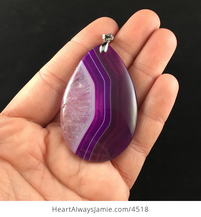 Purple Stripes Druzy Stone Pendant Jewelry - #9jgZolwIj5c-1