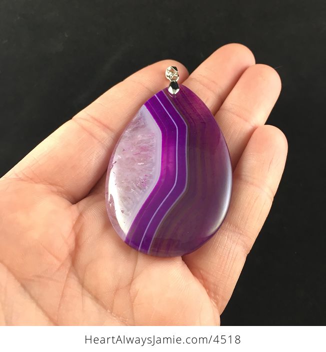 Purple Stripes Druzy Stone Pendant Jewelry - #9jgZolwIj5c-2