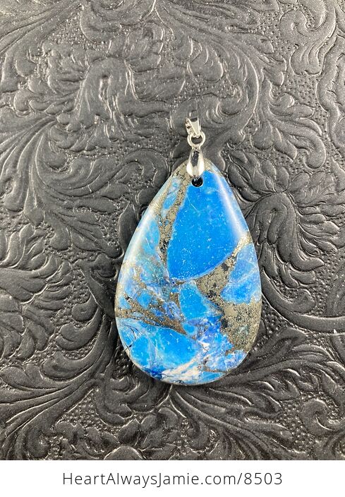 Pyrite and Blue Turquoise Crystal Stone Jewelry Pendant - #fcTsFKUoPH4-4