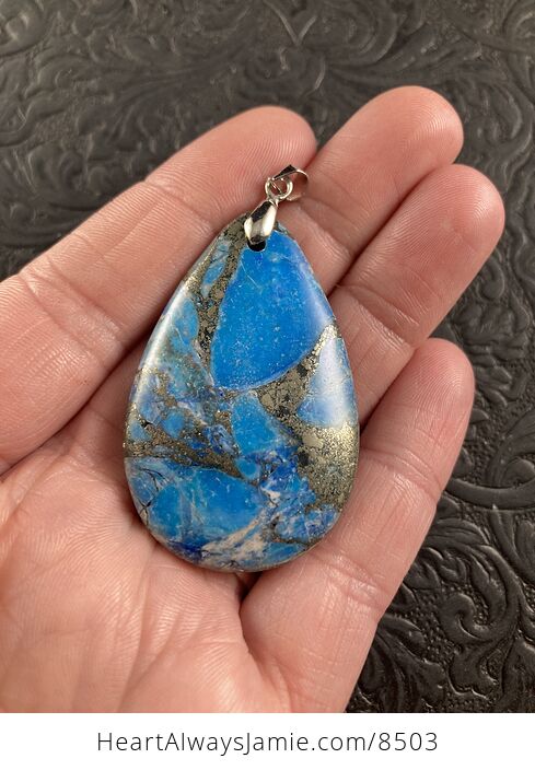 Pyrite and Blue Turquoise Crystal Stone Jewelry Pendant - #fcTsFKUoPH4-1